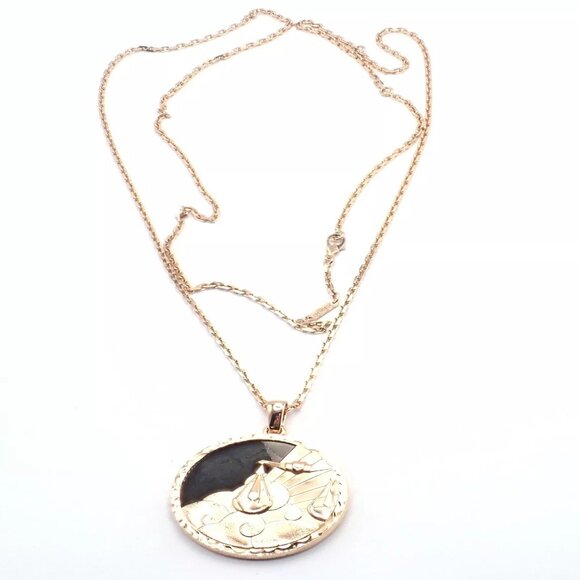 Van Cleef & Arpels Zodiaque18k Rose Gold Libra Pendant Obsidian Necklace Cert. - Picture 13 of 13